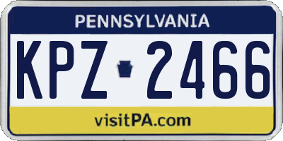 PA license plate KPZ2466