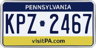 PA license plate KPZ2467