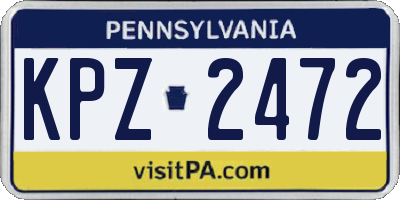 PA license plate KPZ2472