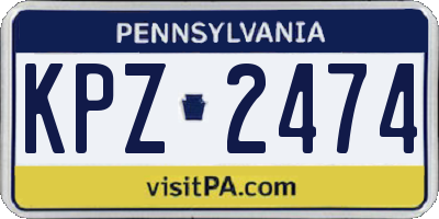 PA license plate KPZ2474
