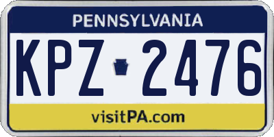 PA license plate KPZ2476