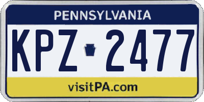 PA license plate KPZ2477