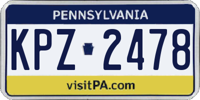 PA license plate KPZ2478