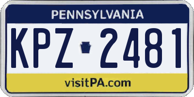PA license plate KPZ2481