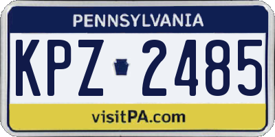 PA license plate KPZ2485