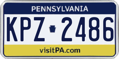 PA license plate KPZ2486