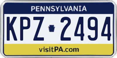 PA license plate KPZ2494