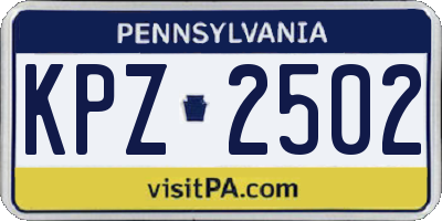 PA license plate KPZ2502