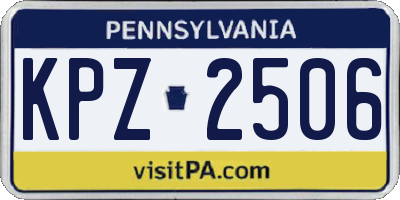 PA license plate KPZ2506