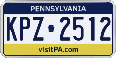 PA license plate KPZ2512