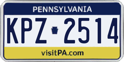 PA license plate KPZ2514