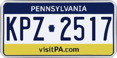 PA license plate KPZ2517