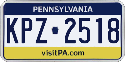 PA license plate KPZ2518