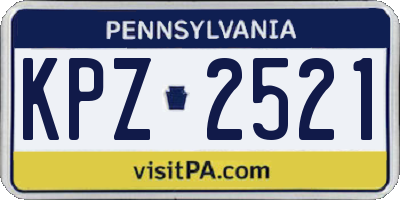 PA license plate KPZ2521