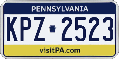 PA license plate KPZ2523