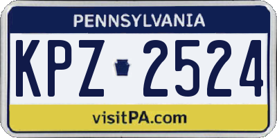 PA license plate KPZ2524