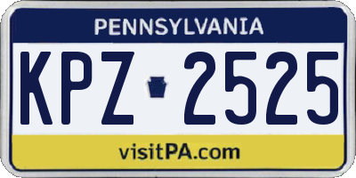 PA license plate KPZ2525