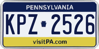 PA license plate KPZ2526