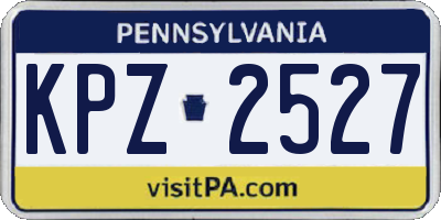 PA license plate KPZ2527