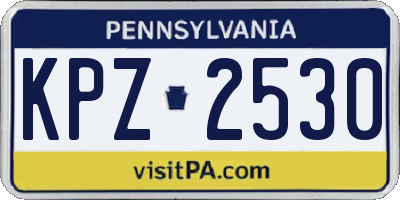 PA license plate KPZ2530