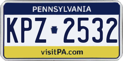 PA license plate KPZ2532
