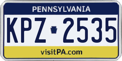 PA license plate KPZ2535