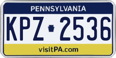 PA license plate KPZ2536