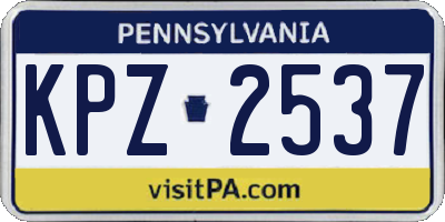PA license plate KPZ2537