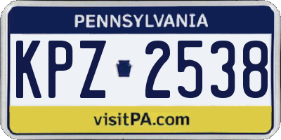 PA license plate KPZ2538