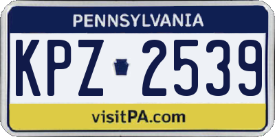 PA license plate KPZ2539