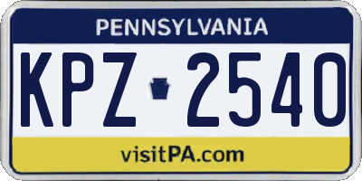 PA license plate KPZ2540