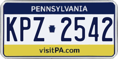 PA license plate KPZ2542