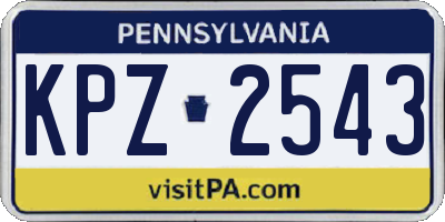 PA license plate KPZ2543