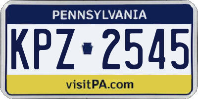 PA license plate KPZ2545
