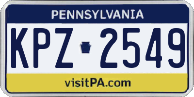 PA license plate KPZ2549