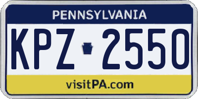PA license plate KPZ2550