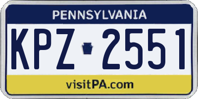PA license plate KPZ2551