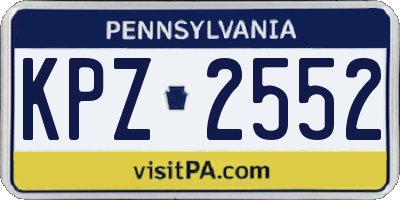PA license plate KPZ2552