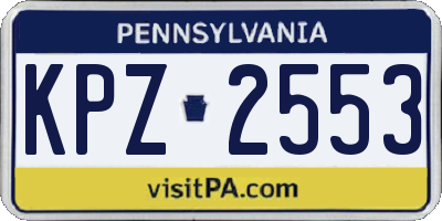 PA license plate KPZ2553