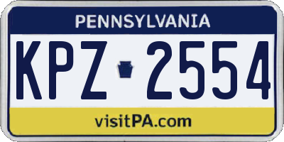 PA license plate KPZ2554