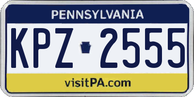 PA license plate KPZ2555