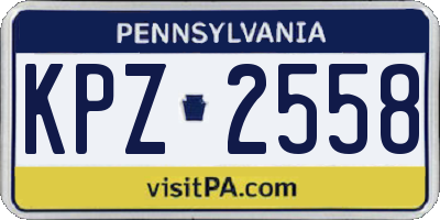 PA license plate KPZ2558