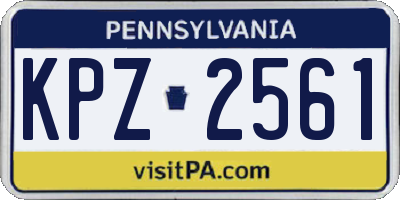 PA license plate KPZ2561