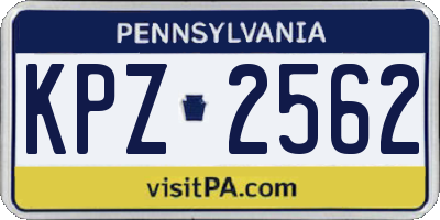 PA license plate KPZ2562