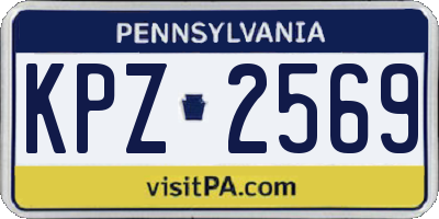 PA license plate KPZ2569