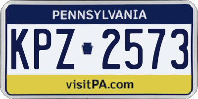PA license plate KPZ2573