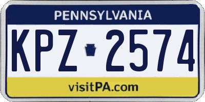 PA license plate KPZ2574