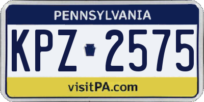 PA license plate KPZ2575
