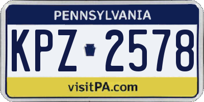 PA license plate KPZ2578