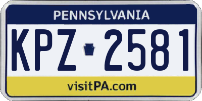 PA license plate KPZ2581